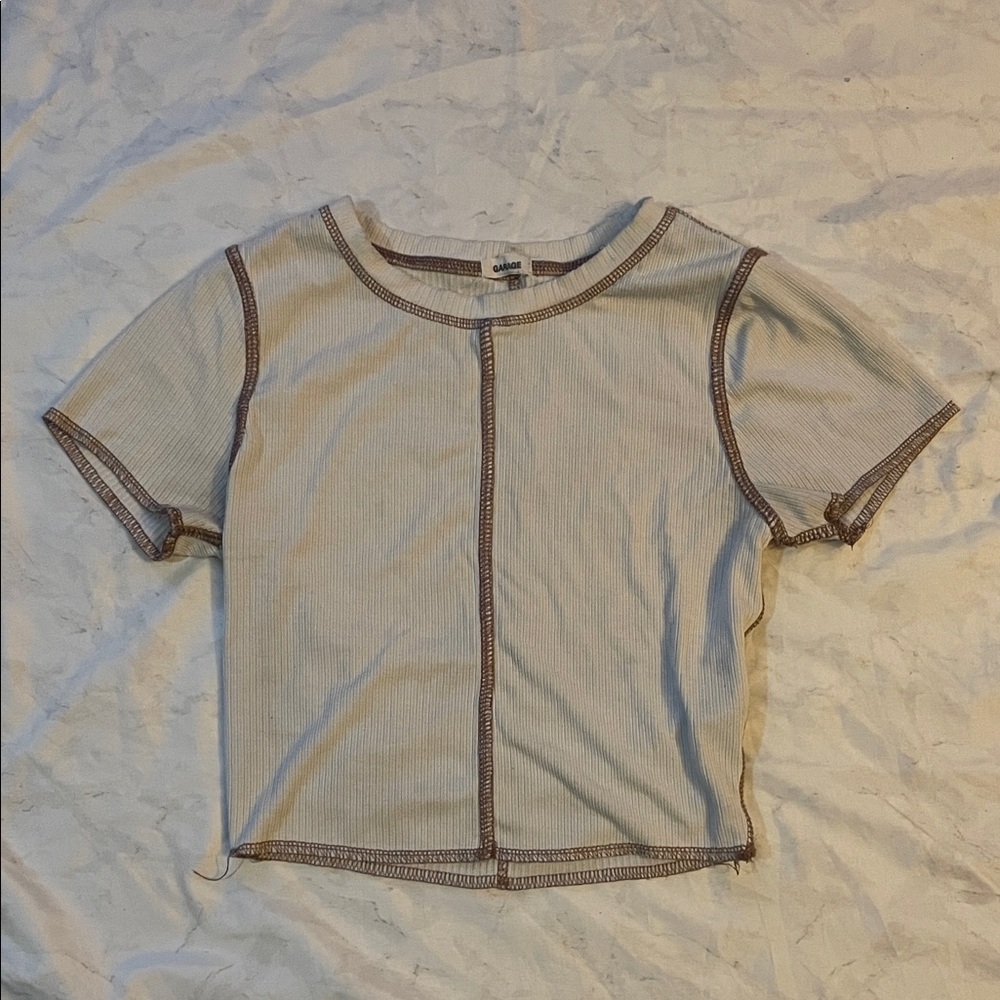 Garage Beige and Brown Crop Top